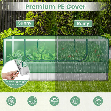 Dreamade 69”x36”x28” Raised Garden Bed with Cover, 16.5 Cu.Ft Galvanized Steel Planter Box Kit