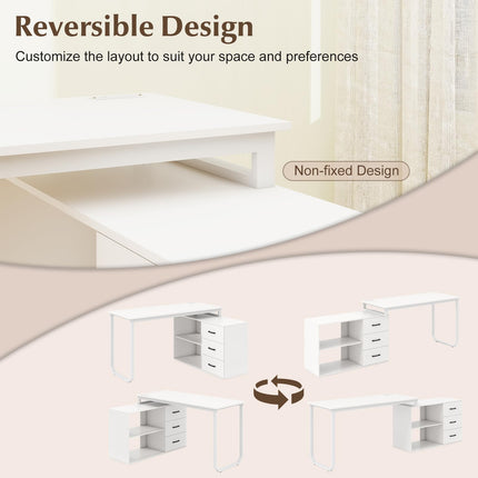 Dreamade 55 Inch L-Shaped Desk with Charging Station
