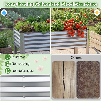 Dreamade Galvanized Raised Garden Bed with Legs Set 1/2 46"x24"x31" Metal Elevated Planter Box