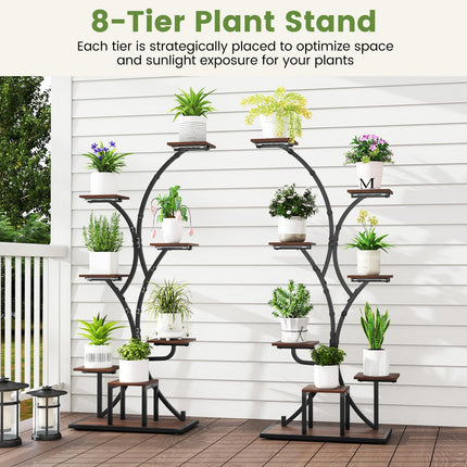Dreamade Plant Stand Indoor with Grow Lights 8-Tier 58" Tall Corner Metal Plant Shelf