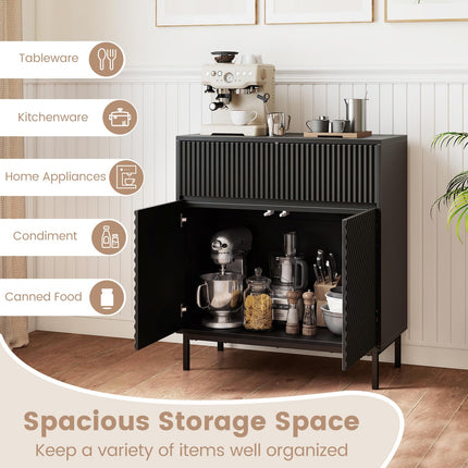 Dreamade 32" Wide Coffee Bar Console Table with 2 Doors and 1 Drawer (1/2)