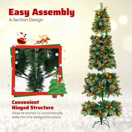 Dreamade 9ft Pre-Lit Artificial Christmas Tree, Hinged Xmas Tree with 1416 PVC & Pine Needles
