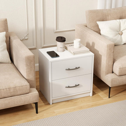 Dreamade Nightstand with 2 Drawers, Modern Night Stand with Storage Drawers, Compact Floor Sofa Side Table for Small Spaces