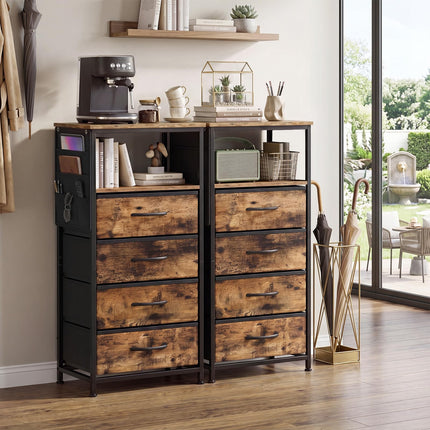 Dreamade Modern 34" Bedside Table with 4 Fabric Drawers (1/2)