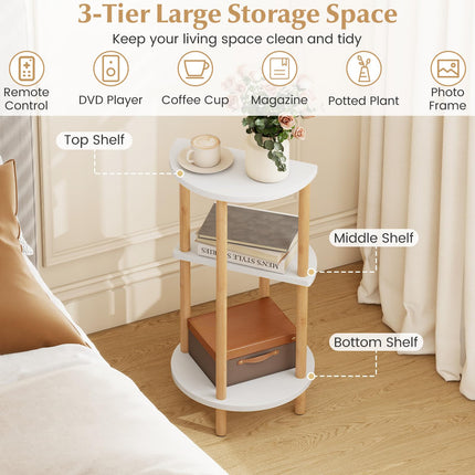 Dreamade 3-Tier Bamboo Round Side Table Set of 2