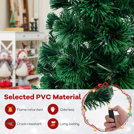 Dreamade 5ft Pre-Lit Fiber Optic Christmas Tree, Artificial Lighted Xmas Tree with 24 Warm-White Shape-Adjustable Star String Lights