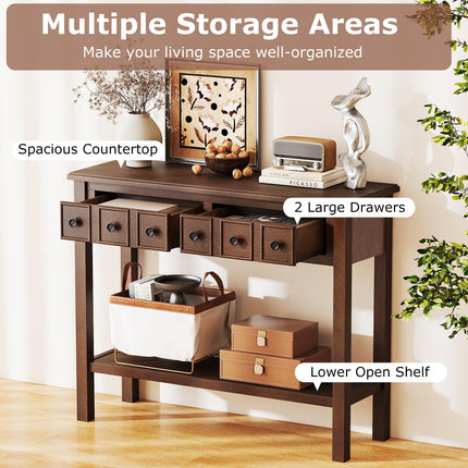 Dreamade 38" Narrow Console Table with 2 Drawers & Bottom Open Shelf