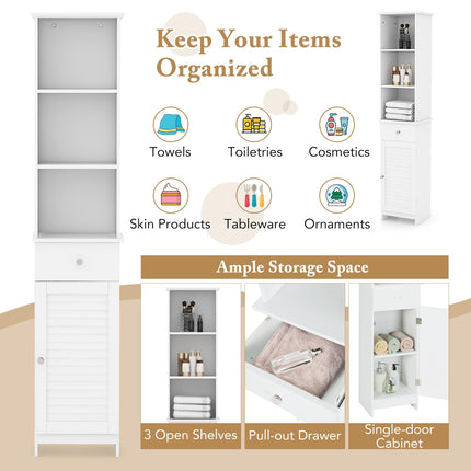 Dreamade Narrow Floor Storage Cabinet with Adjustable Shelves
