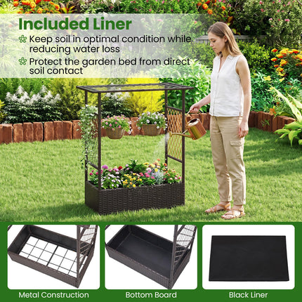 Dreamade Raised Garden Bed with Trellis & Hanging Roof