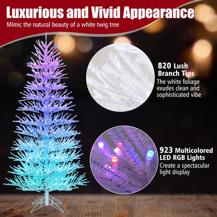 Dreamade 7ft Pre-Lit Artificial Christmas Tree with 923 Multicolored LED RGB Lights