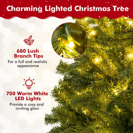 Dreamade 6FT | 7FT | 8FT Pre-Lit Remote Control Artificial Christmas Tree with Warm White LED Lights