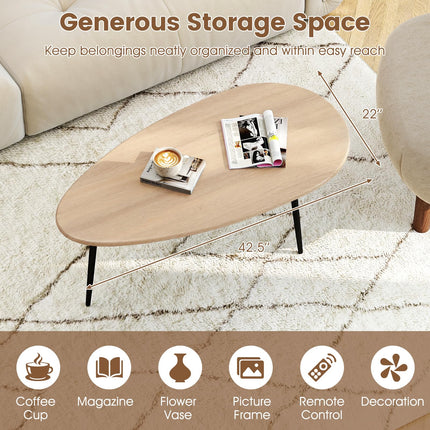 Dreamade Oval Mid Century Modern Coffee Table Sturdy Metal Frame and Compact Design