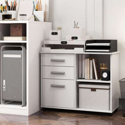 3-Drawer File Cabinet | Mobile Lateral Filing Cabinet with Wheels