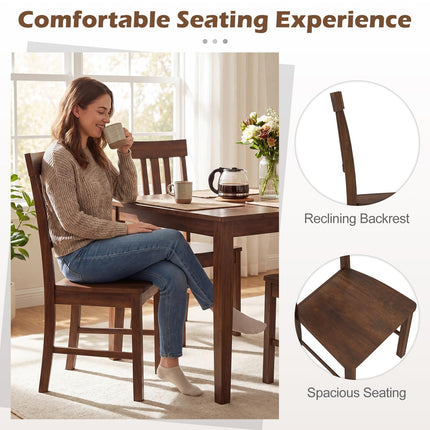 Dreamade Wooden Dining Chairs Set of 2/4 with Slat Back & Contoured Seat