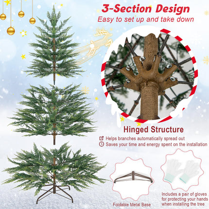 Dreamade 6.5ft / 7.5ft Simulated Artificial Cypress Xmas Tree with Warm-White Fairy LED Lights