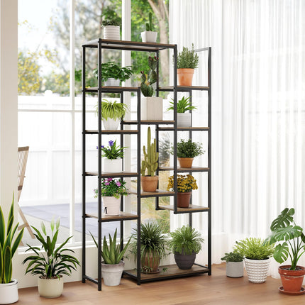 Dreamade 71" Geometric Bookshelf | Vintage Tall Bookcase w/ 12 Open Shelves