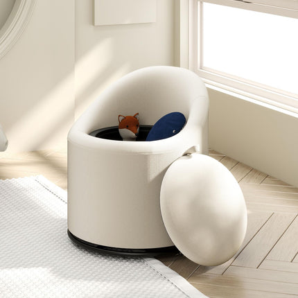 Dreamade Swivel Accent Chair with Storage, 360° Upholstered Vanity Chair with Backrest