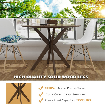 Dreamade 36 Inch Round Wood Dining Table with Intersecting Pedestal Base