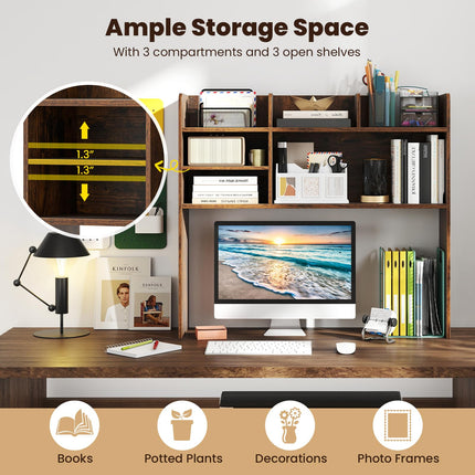 Dreamade Desktop Bookshelf, 37" Desk Hutch Dorm for Computer Up to 32 Inch