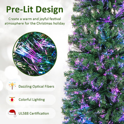 Dreamade 6ft / 7ft / 8ft Fiber Optic Pencil Christmas Tree Xmas Full Tree for Home Office Holiday Decor