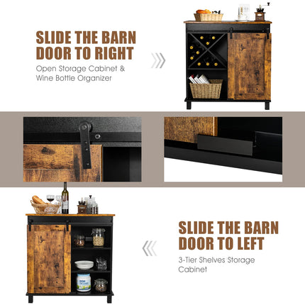 Dreamade Sideboard, Coffee Bar Station with Sliding Barn Door(Industrial)