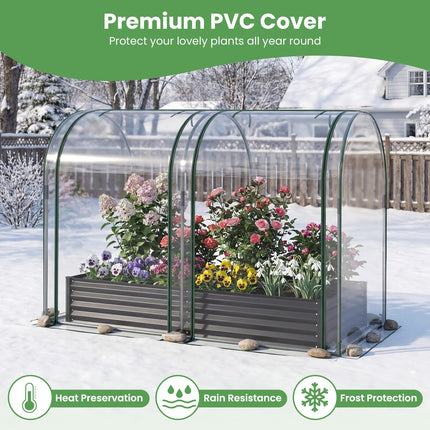 Dreamade 6x3x1 FT Galvanized Raised Garden Bed with Greenhouse Cover