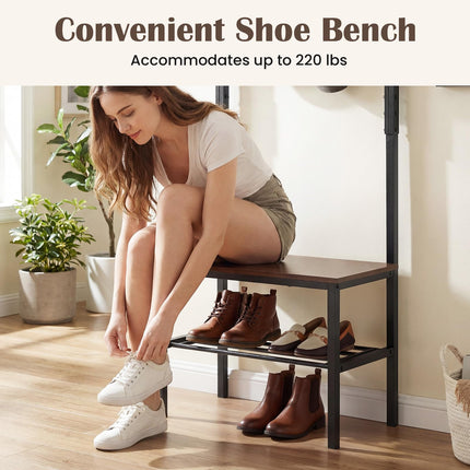 Dreamade 3 in 1 Hall Tree with Bench and Shoe Storage
