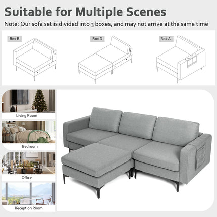 Dreamade 94.5" L Convertible Sofa Couch, 3 Seat Sectional Sleeper with USB Ports & Socket