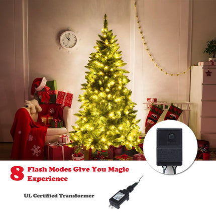 5ft/6ft Prelit Half-Shape Christmas Tree, Premium PVC Needles Artificial Tree - DreamadeUS