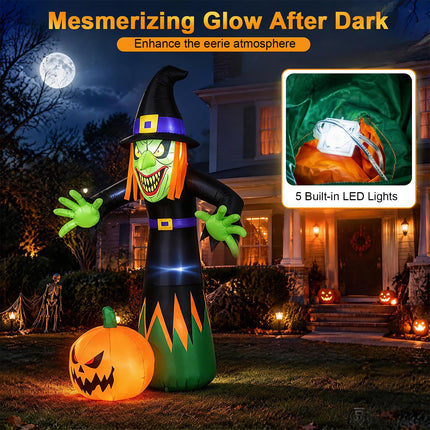 DREAMADE 8 FT Halloween Inflatable Witch Blow Up Yard Decoration