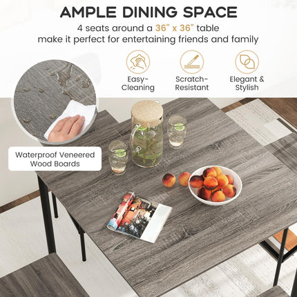 Dreamade 5-Piece Dining Table Set W/Counter Height Table & 4 Bar Stools