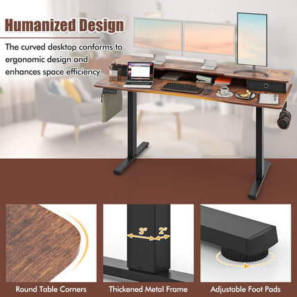Dreamade Electric Standing Desk with 2 Drawers, 63" x 24"