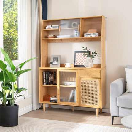 Dreamade Pantry Cabinet 69" Bamboo Hutch Cabinet with Storage