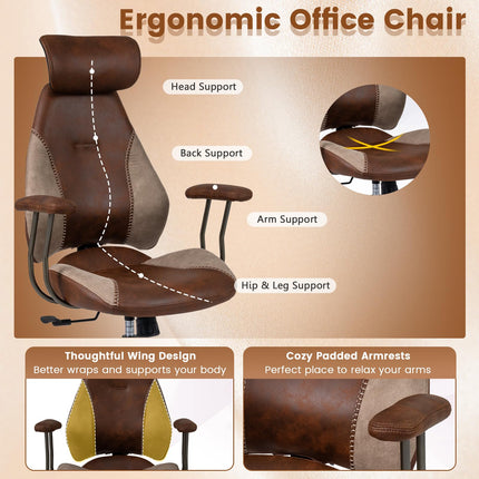 Dreamade Ergonomic Mid Century Modern Faux Fur Computer Desk Chair with 2D Headrest