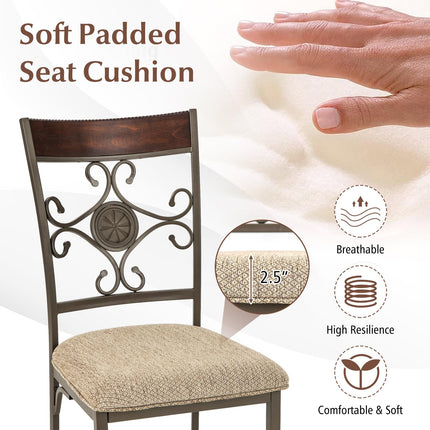 Dreamade Upholstered Dining Chair Set, Vintage Metal Dining Chairs with Soft Padded Seat Cushion