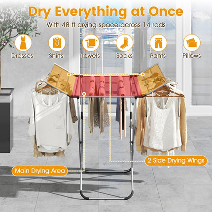 Dreamade Folding Clothes Drying Rack Freestanding Aluminum Laundry Drying Rack