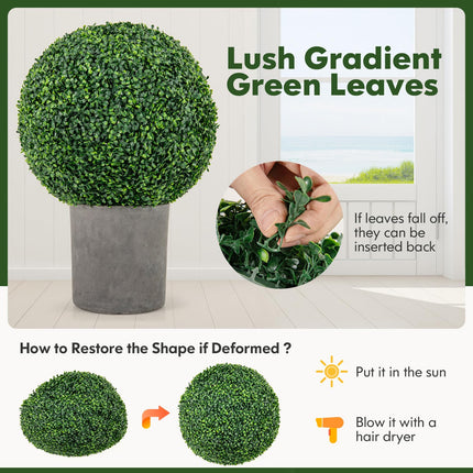 Dreamade 2 PCS 20 Inch Artificial Plant Topiary Ball, Round Faux Boxwood Balls Outdoor