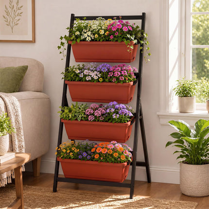 Dreamade 4-Tier Vertical Garden Planter with 4 Container Boxes & Drainage System (1/2)