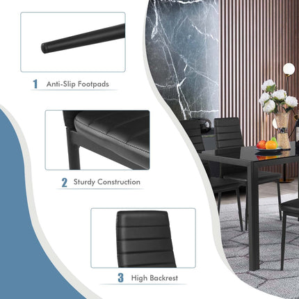 Dreamade Set of 4 Dining Chairs, Upholstered Dining Side Chairs with Stain-Proof PVC Leather