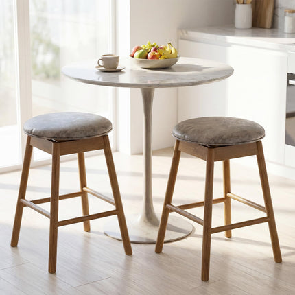 Dreamade Swivel Counter Height Barstools with Solid Wood Legs and Footrests
