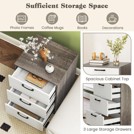 Dreamade Nightstand with 3 Drawers for Bedroom Hallway