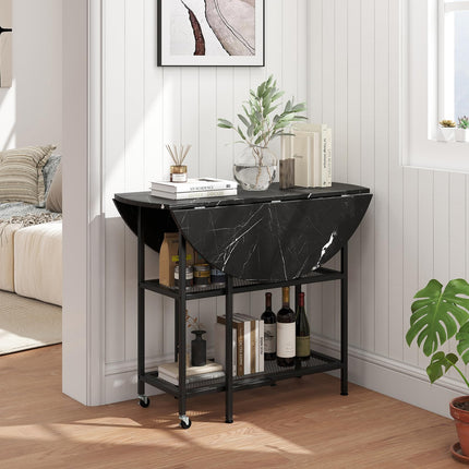 Dreamade Folding Dining Table with Lockable Wheels