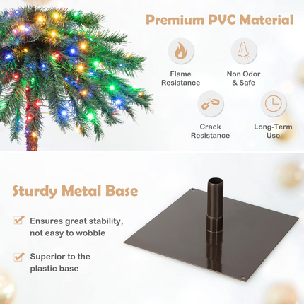 Dreamade 6 FT Pre-Lit Artificial Christmas Tree, Lighted Xmas Palm Tree W/ 210 Multi-Color LED Lights - DreamadeUS