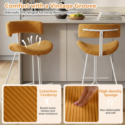 Dreamade 25" Fabric Upholstered Armless Counter Height Chairs with Metal Legs & Footrest