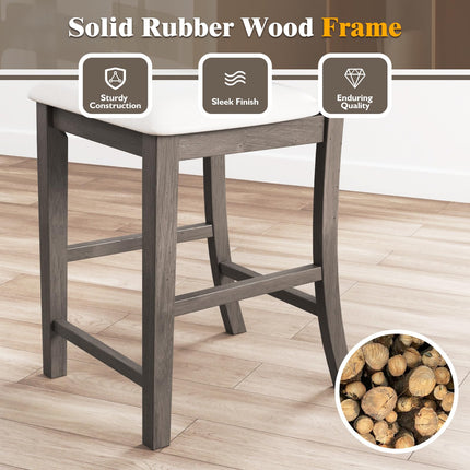 Dreamade Wood Bar Stools Set of 2/4, 24" Counter Height Bar Stools w/Cross Back & Linen Fabric Upholstered Seat
