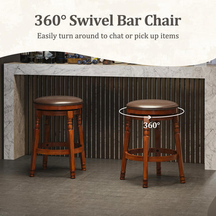 Dreamade Swivel Bar Stools Set with Faux Leather Padded Seat