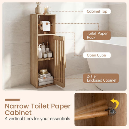 Dreamade Slim Bathroom Freestanding Toilet Paper Holder Stand with Door