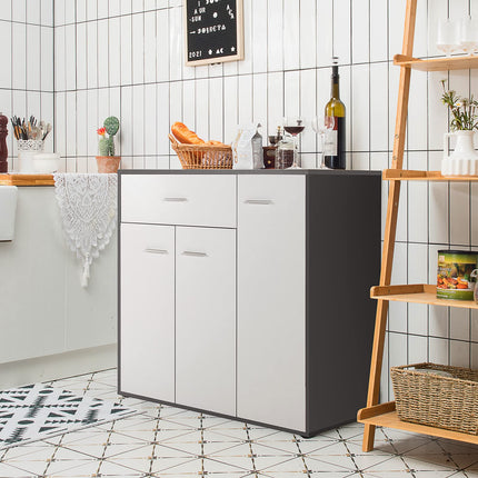 Dreamade Buffet Cabinet with Storage, 3 Door Kitchen Cupboard with Large Drawer, Adjustable Shelf