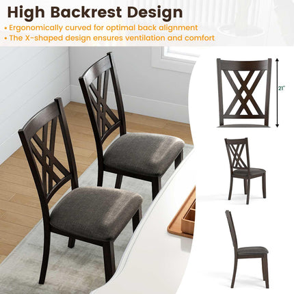 Dreamade Linen Fabric Upholstered Wooden Dining Chair Set of 2/4 with Rubber Wood Frame for Dining Room