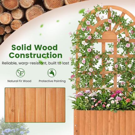 Dreamade Wooden Raised Garden Bed with Trellis 48 Inch Outdoor Screen